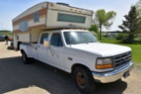 1995 Ford F350 Dually 4 Door, 2WD, 460V8, Auto, With Slide In Camper, Runs and Drives, Good Body, Ha