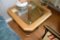Oak Glass Top Side Table, PICK UP ONLY,SEE DATES/TIMES ABOVE IN NOTES, NO SHIPPING AVAILABLE FOR THI