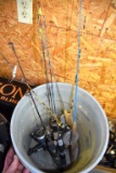 Assortment Of (6) Ice Rods With Pail