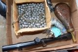 Musket Balls, Powder Horn, Weaver Scope