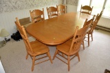 Oak Dining Room Table, With 2 Leaves 96'' Long 42'' Wide, With 8 Matching Chairs, PICK UP ONLY,SEE D