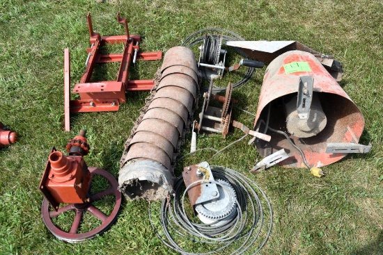 Assortment OF Auger Gearbox, Cable, Winches, Downspouts