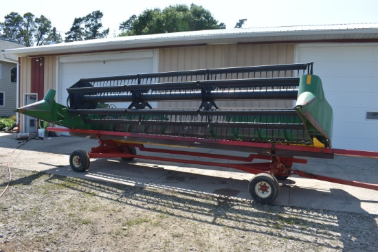 John Deere 920 Bean Head, 20’, 3” Cut, Crary Guards, Plastic Fingers, Stainless Pan, Poly, SN:631700