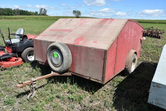 1980 Shopbuilt Snowmobile Trailer, Hand Crank Winch, 90"x9'