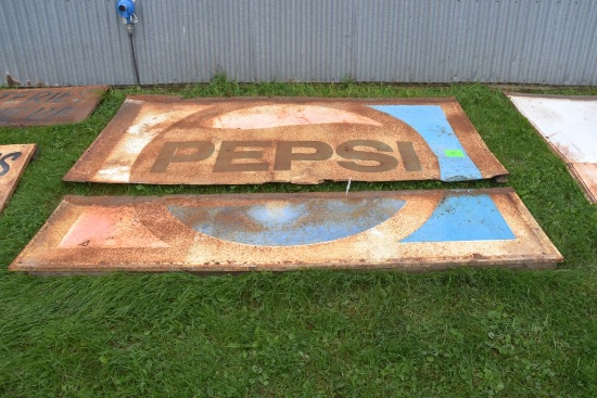 Pepsi Single Sided Tin Sign, 94" Wide, 67" Tall, PM1158, Stout Industries, In 2 Pieces
