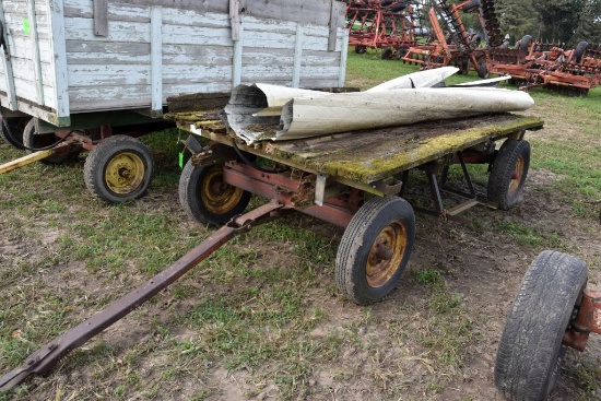 6'x12' Wooden Flatbed Wagon On New Holland Running Gear, Hoist, Poor Wood Bed