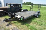 16' Tandem Axle Flat Bed Trailer, 5' Ramps,