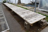 5' Wide x 75' Long, Various Length Sections, Wooden Frame With Mesh Greenhouse Benches, Sells With C