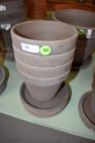4 Spang Terracotta 5.5 Inch Pots With Saucers