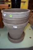 3 Spang Terracotta 11 Inch Pots With Saucers