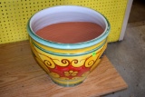 14 Inch Round Ceramic Painted Pot