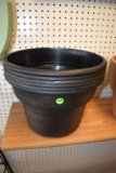 (6) Plastic 12 Inch Black And Silver Pots, Selling 6 X $