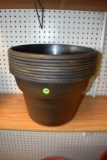 (9) 12 Inch Black And Gold Plastic Pots, Selling 9 X $