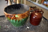 Brown Dome Top Jug, Stoneware Flower Pot