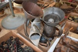 Assortment Of Oil Funnels And Can