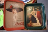 Two reproduction Coca-Cola serving trays