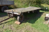 7'x14' Flatbed Hay Rack On Running Gear, Spoke Wheels, Poor Shape