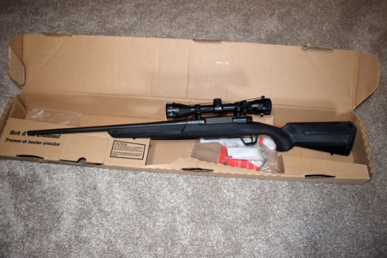 Savage Axis Bolt Action Rifle, 6.5 Creedmoor Cal., Synthetic, Weaver 3x9-40 Scope, Appears New With