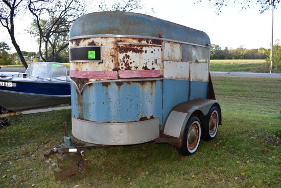 1975 Jackson Tandem Axle Livestock Trailer, 9' Long, 60'' Wide, Has Title, 2 Horse Stall