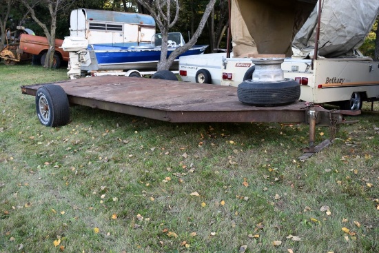 Shopbuilt All Steel Trailer, Single Axle, 18' Bed, V Nose, 72'' Wide, With Aviation Tires, No Title