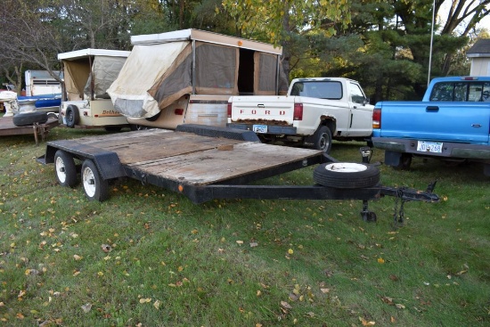 2007 Shopbuilt Tandem Axle Steel Trailer, Fenders, Wood Deck, Has Title, 12'x 71'' Wide