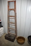 6' Metal Step Ladder, Toolbox With Hardware, Basket