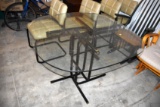 Glass Top Metal Frame Table With 4 Matching Chairs