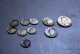 1959 Franklin Half, 1964,1954 Quarter, 1943 Mercury Dime, 1964, 1954,60,63,61, 62