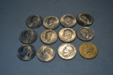 12- Eisenhower Dollars, 1971,1972, 10- 1776-1976