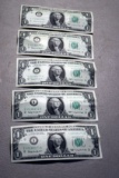 1963 Green Mark  $1 Bills, 5 Total