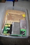Assortment of Sand Paper And Rubber Gloves In Tote