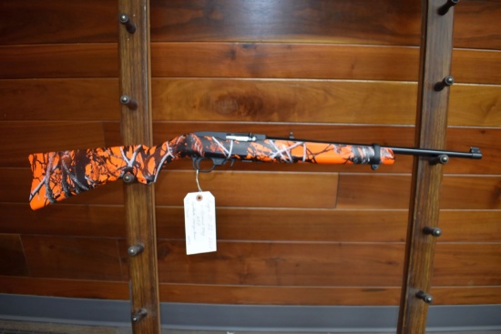 Ruger 10-22, 22LR Cal., (1) 10 Round Magazine, Semi Automatic, Synthetic Orange Camo Stock, New In B