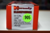 (1) Hornady Black Powder .54 Cal., .530'', 100 Bullets Total