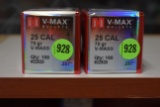 (2) Hornady VMAX 25 Cal., 75 Grain, .254'', 200 Bullets Total