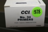 CCI No.34 Primer For 7.62MM Ammunition, 1000 Primers