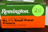 Remington No.1 1/2, Small Pistol Primers, For Centerfire Cartridges, 1000 Primers