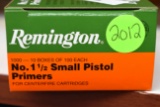 Remington No.1 1/2, Small Pistol Primers, For Centerfire Cartridges, 1000 Primers