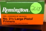 Remington No.2 1/2 Large Pistol Primers, For Centerfire Cartridges, 1000 Primers