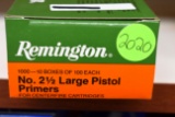 Remington No.2 1/2 Large Pistol Primers, For Centerfire Cartridges, 1000 Primers