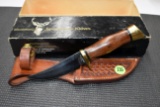 Browning Sportsman Knife Model 4018, 4'' Fixed Blade, With Leather Sheath And Box