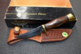 Browning Sportsman Knife Model 4018, 4'' Fixed Blade, With Leather Sheath And Box