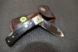 Smith & Wesson Folding Pocket Knife With Schrade Leather Sheath