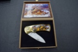 Pheasents Collector Folding Knife With Display Case