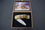 Pheasents Collector Folding Knife With Display Case