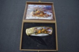 Pheasents Collector Folding Knife With Display Case