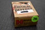 Hornady Critical Defense .45 Auto, 185 Grain FTX, 20 Rounds