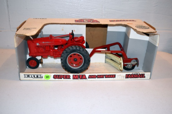 Ertl Farmall Super MTA And Hay Rake, 1/16th Scale With Box