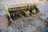 John Deere Van Brunt, 8’ Grain Drill, Grass Seed Attachment, 6” Spacings, Low Rubber, Mechanical Lif