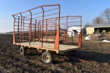 8'x16' Metal Bale Throw Wagon, 10 Ton Minnesota Running Gear, New Plywood Sheeting Floor And 4x4 Cro