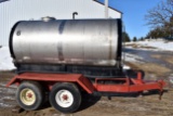 1200 Gallon Stainless Steel Nurse Tank On Tandem Axle, Quick Fill, 5.5 Honda Pump, Banjo Valves, 11L